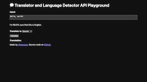 Screenshot of the Translator/Language Detection API Playground